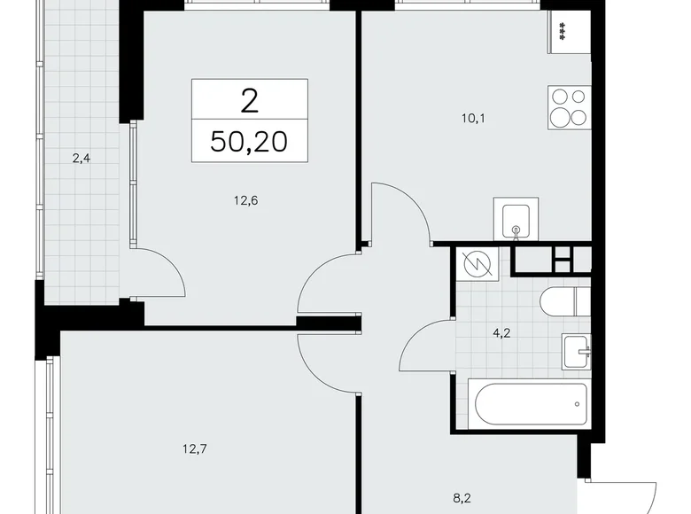 Wohnung 2 zimmer 50 m² poselenie Sosenskoe, Russland