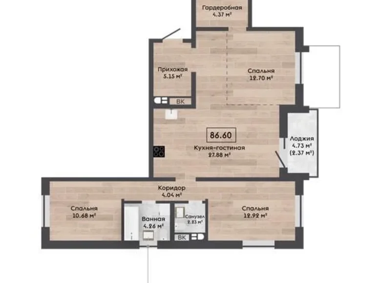 4 room apartment 87 m² Kalodziscanski sielski Saviet, Belarus