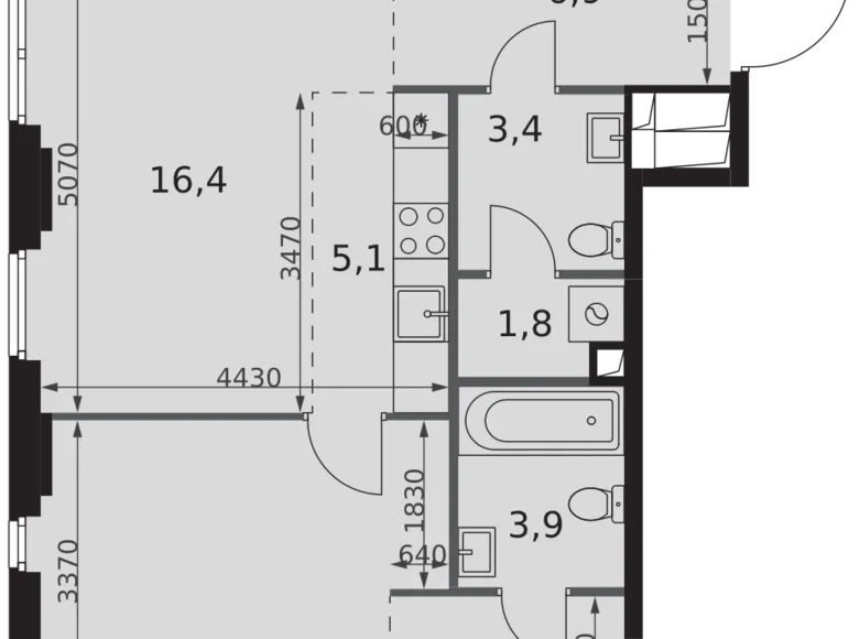 Mieszkanie 2 pokoi 56 m² North-Western Administrative Okrug, Rosja