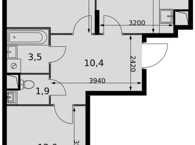 Mieszkanie 2 pokoi 62 m² Razvilka, Rosja