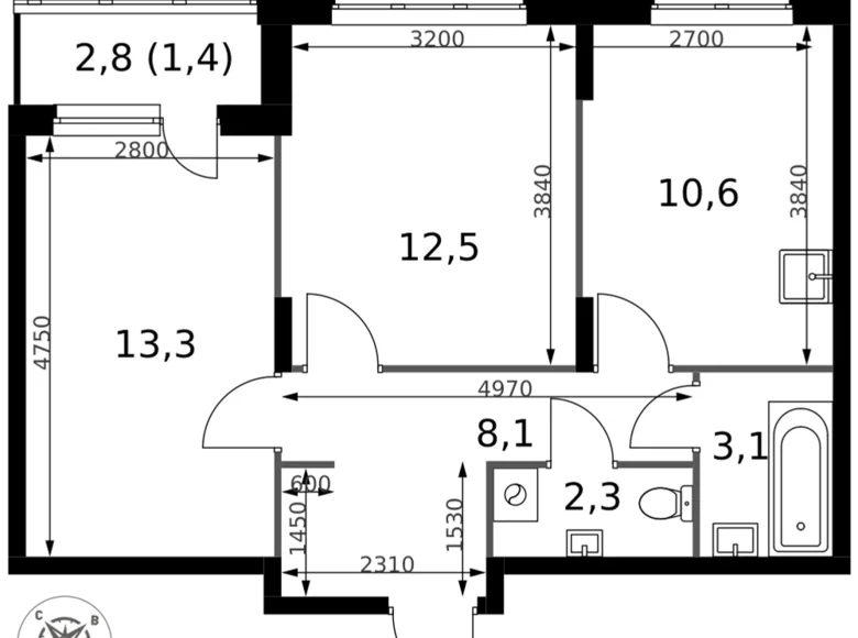 Mieszkanie 2 pokoi 51 m² Sapronovo, Rosja