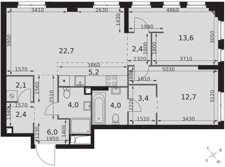Квартира 3 комнаты 79 м² Москва, Россия