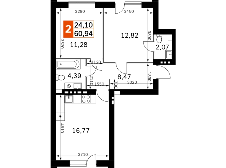 Квартира 2 комнаты 61 м² Одинцовский городской округ, Россия