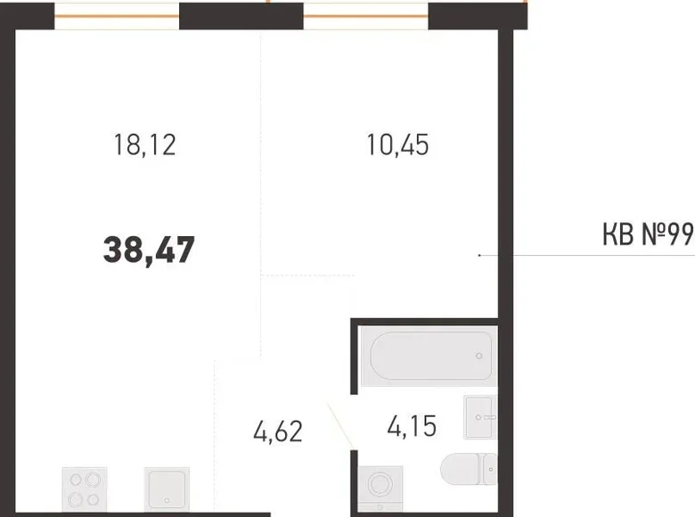 Apartamento 2 habitaciones 38 m² Kopisca, Bielorrusia