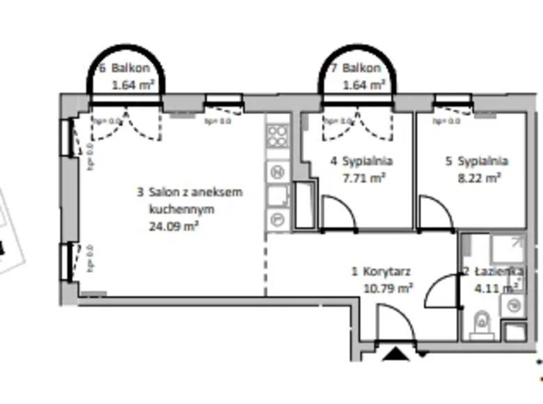 3 room apartment 55 m² Warsaw, Poland