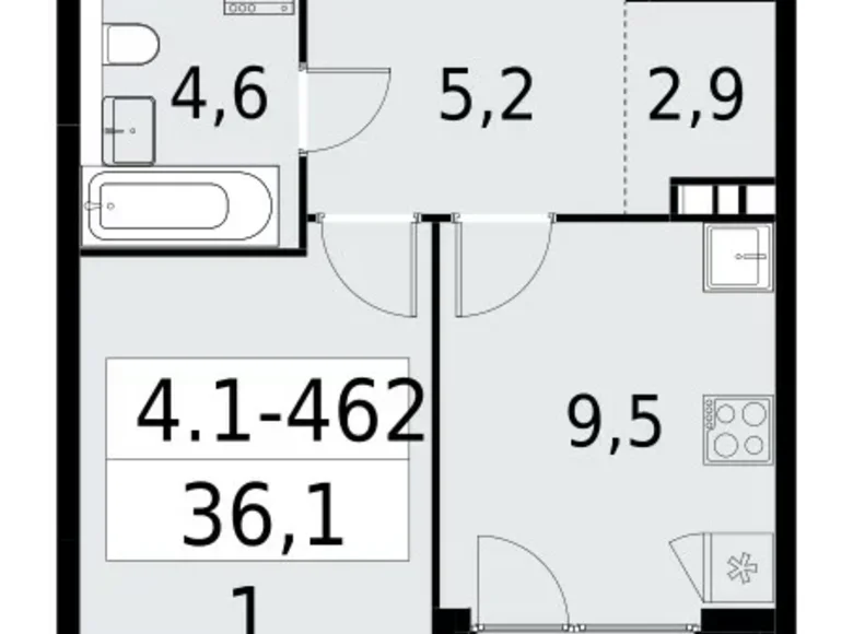 1 room apartment 36 m² South-Western Administrative Okrug, Russia