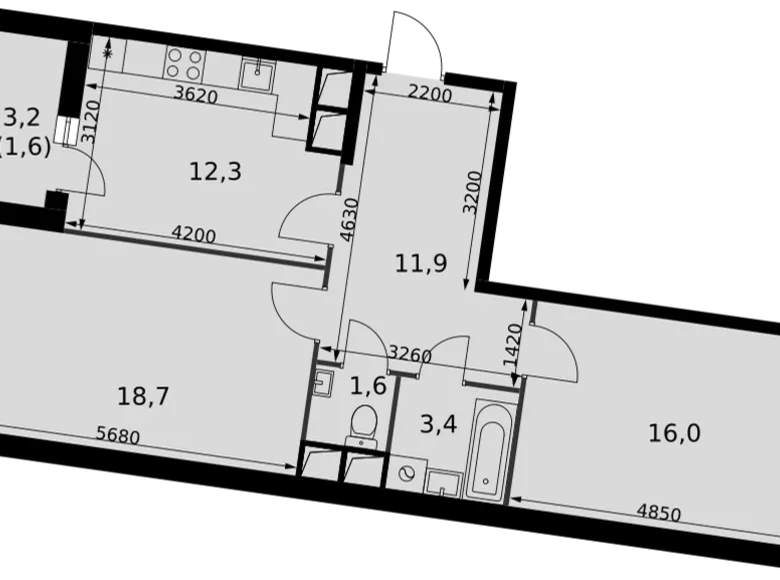 Appartement 2 chambres 66 m² Razvilka, Fédération de Russie