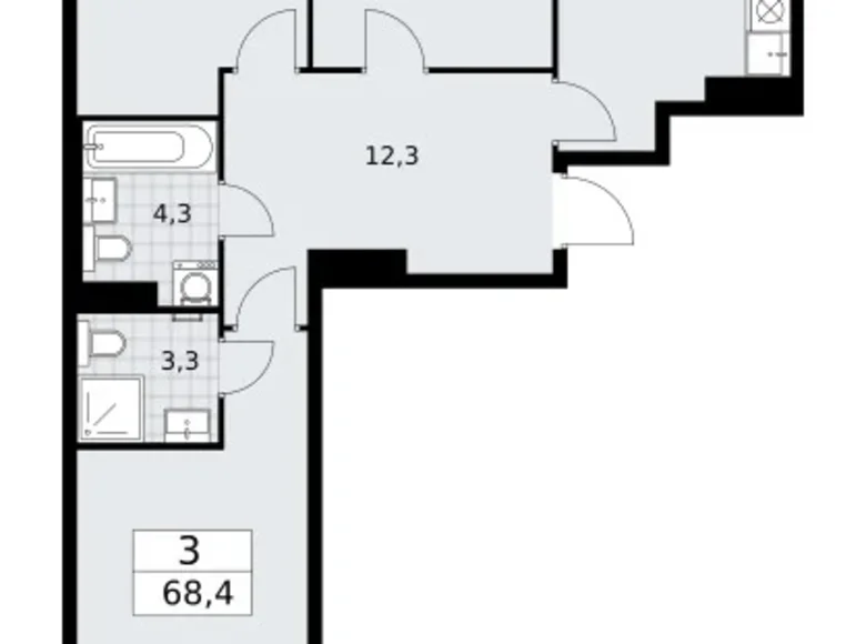 Wohnung 3 zimmer 68 m² Troizk, Russland