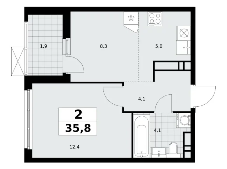 Wohnung 2 Zimmer 36 m² Moskau, Russland