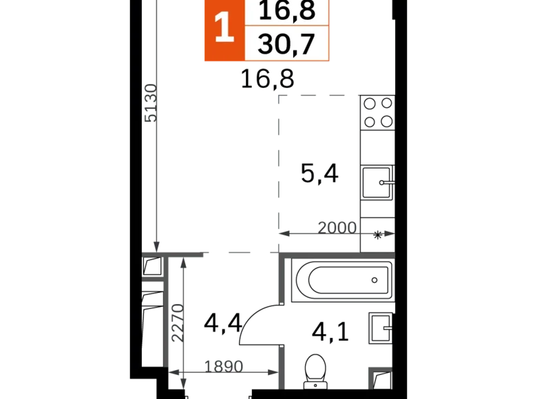 Kawalerka 1 pokój 31 m² North-Western Administrative Okrug, Rosja