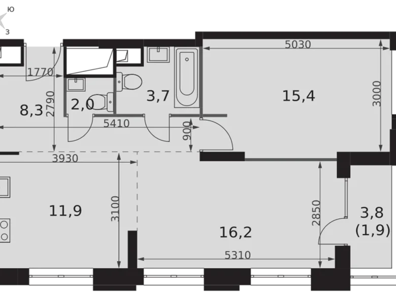 Квартира 3 комнаты 59 м² Северо-Западный административный округ, Россия