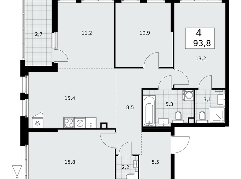 Appartement 4 chambres 94 m² Moscou, Fédération de Russie