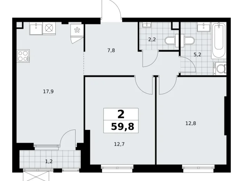 Wohnung 2 zimmer 60 m² Südwestlicher Verwaltungsbezirk, Russland