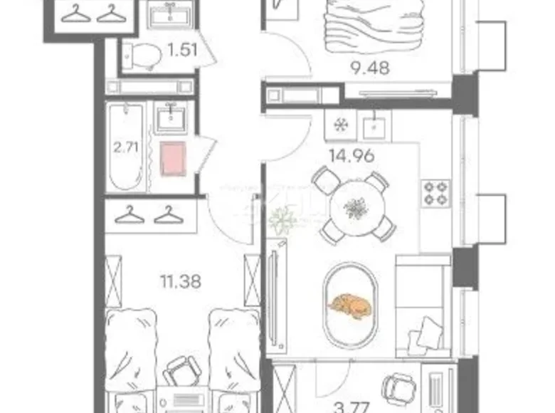 Appartement 52 m² Nijni Novgorod, Russie