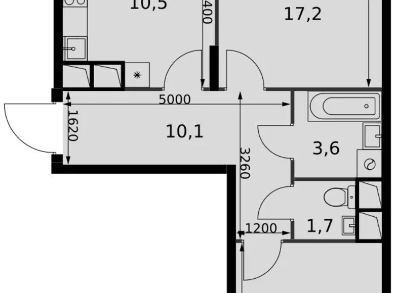 2 room apartment 58 m² Razvilka, Russia