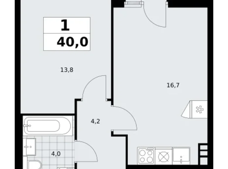 Apartamento 1 habitación 40 m² poselenie Sosenskoe, Rusia