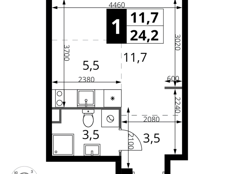 Studio 1 chambre 24 m² Khimki, Fédération de Russie