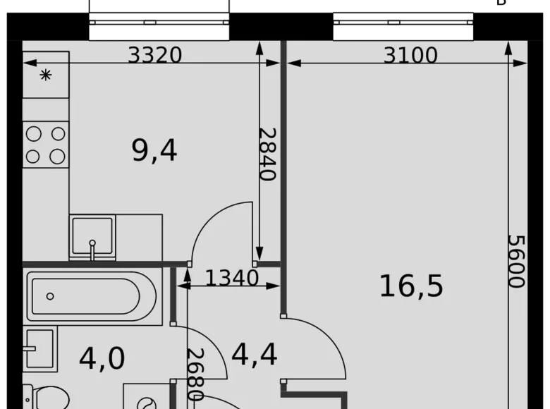 Apartamento 1 habitación 34 m² Razvilka, Rusia