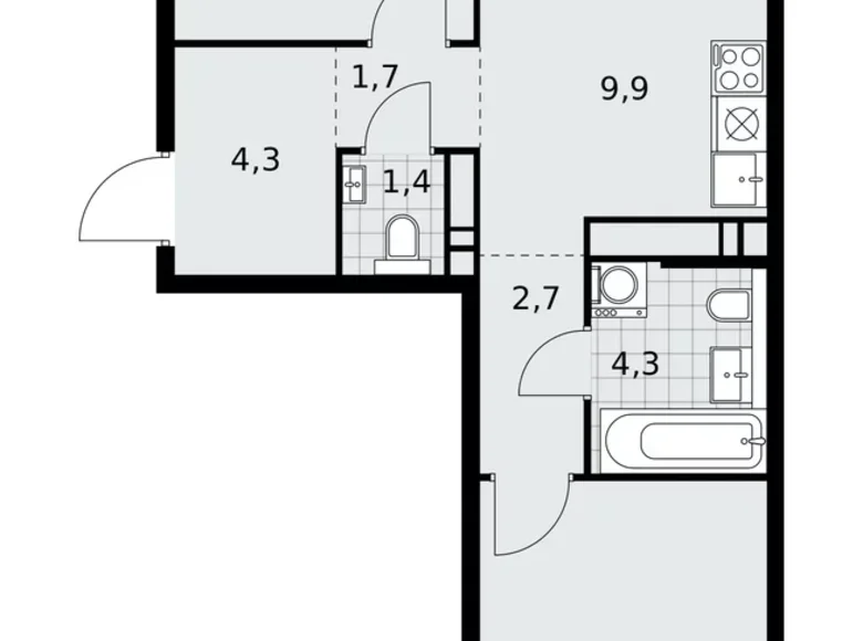 Apartamento 3 habitaciones 58 m² poselenie Sosenskoe, Rusia