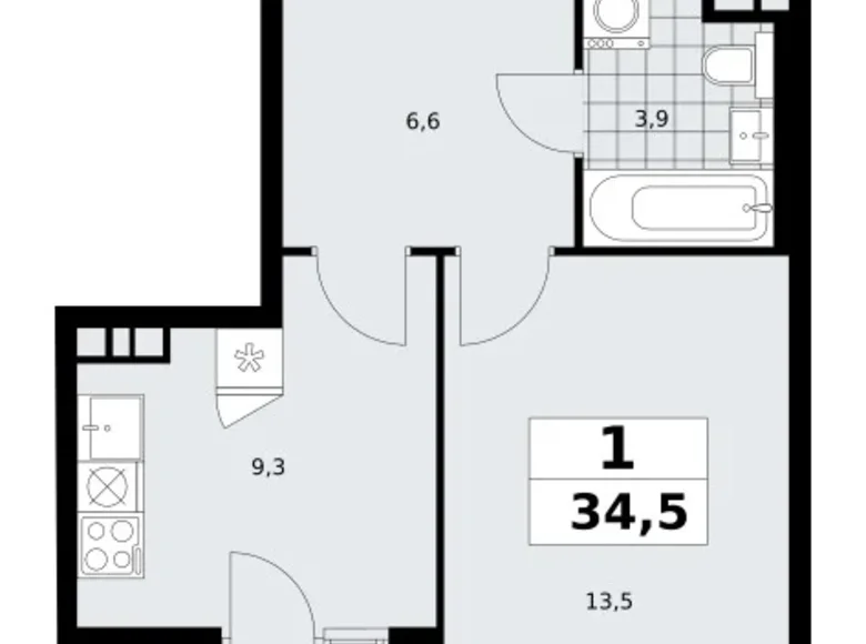 Appartement 1 chambre 35 m² poselenie Sosenskoe, Fédération de Russie