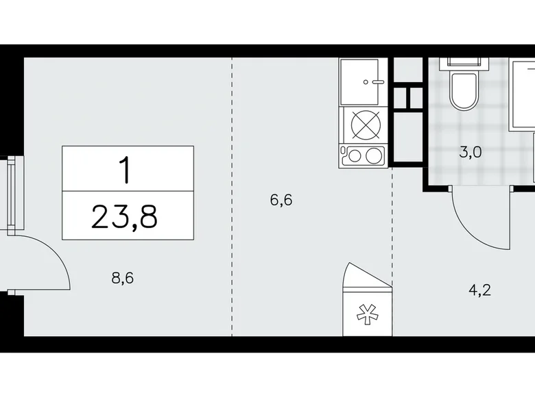 Mieszkanie 1 pokój 24 m² Moskwa, Rosja