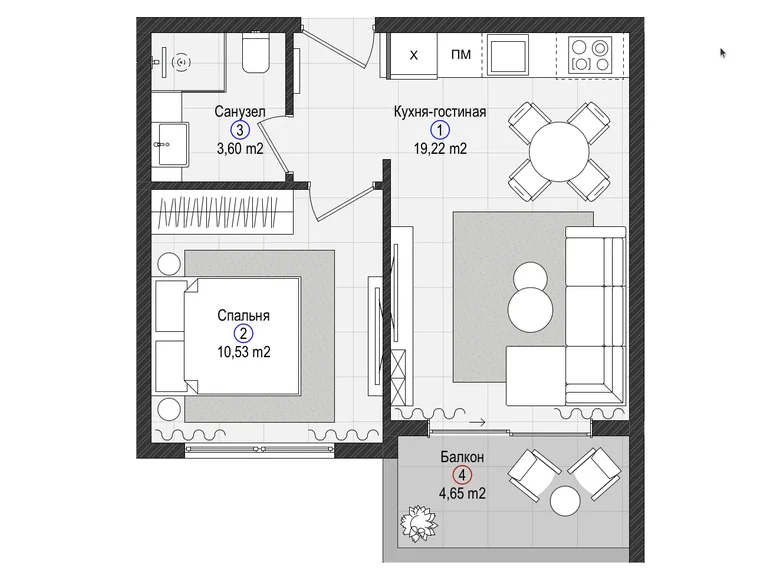 Appartement 1 chambre 43 m² Gazipasa, Turquie