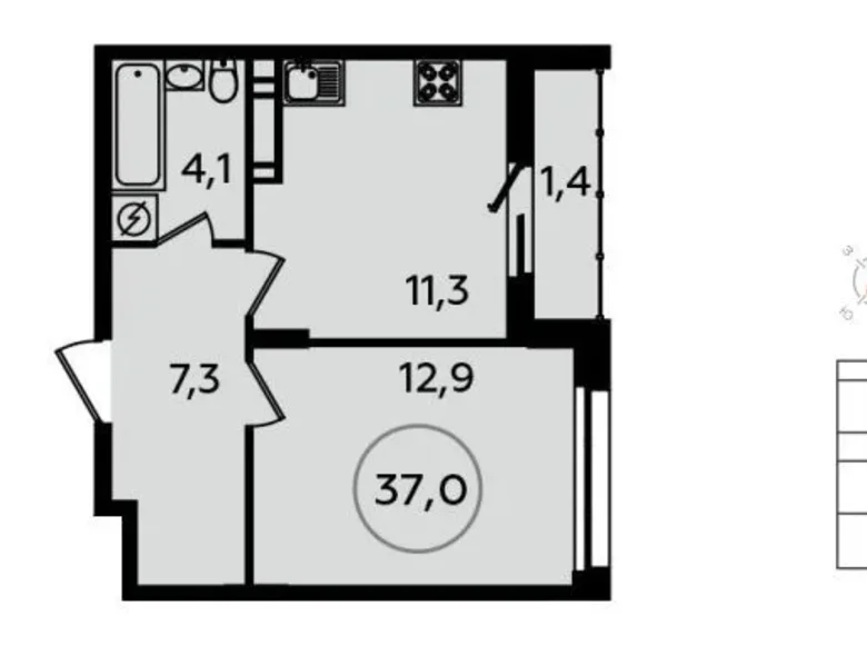 Mieszkanie 1 pokój 37 m² Moskwa, Rosja