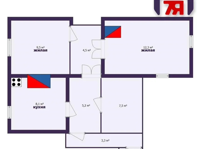 Квартира 2 комнаты 34 м² Смиловичи, Беларусь