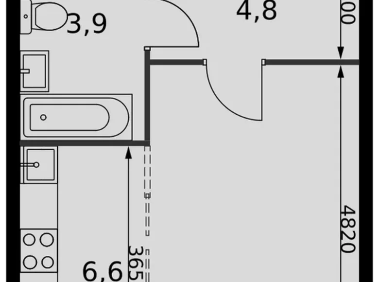 Студия 1 комната 30 м² Развилка, Россия