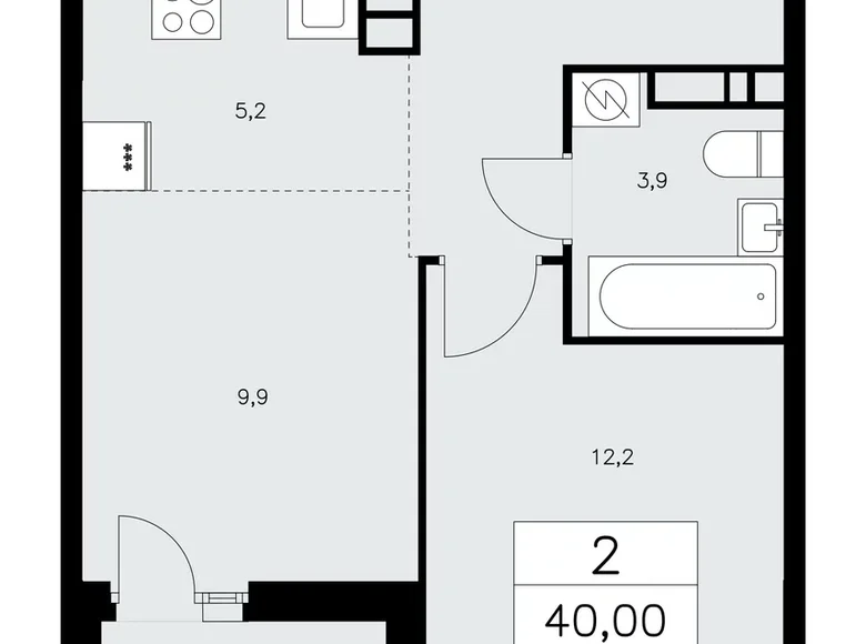 2 room apartment 40 m² poselenie Sosenskoe, Russia