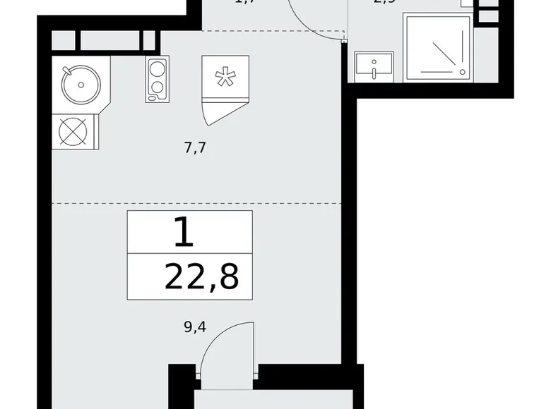 Wohnung 1 Zimmer 23 m² Moskau, Russland