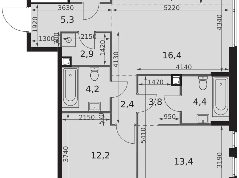 Appartement 3 chambres 74 m² Moscou, Russie