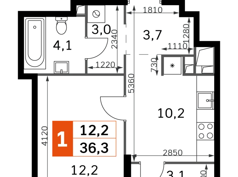 Apartamento 1 habitación 36 m² North-Western Administrative Okrug, Rusia