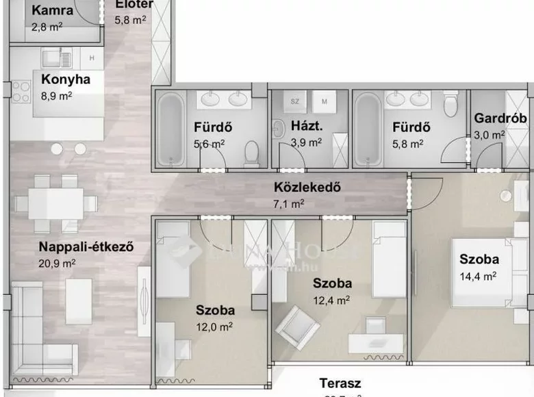 Apartment 110 m² Szegedi jaras, Hungary