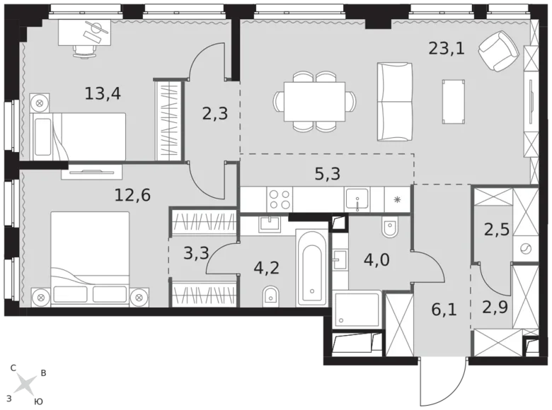 Wohnung 3 zimmer 80 m² Nordwestlicher Verwaltungsbezirk, Russland