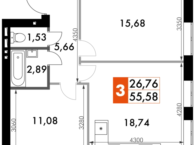 Квартира 2 комнаты 55 м² Наро-Фоминский городской округ, Россия