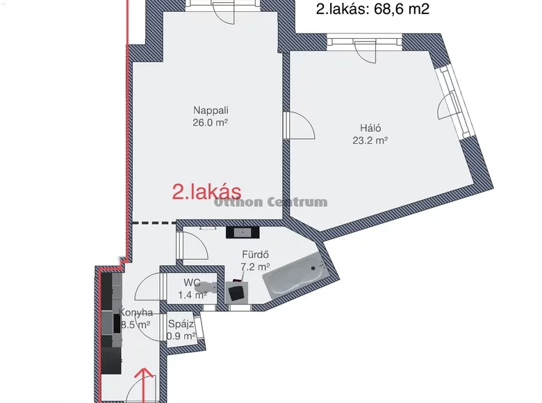 Mieszkanie 2 pokoi 68 m² Budapeszt, Węgry