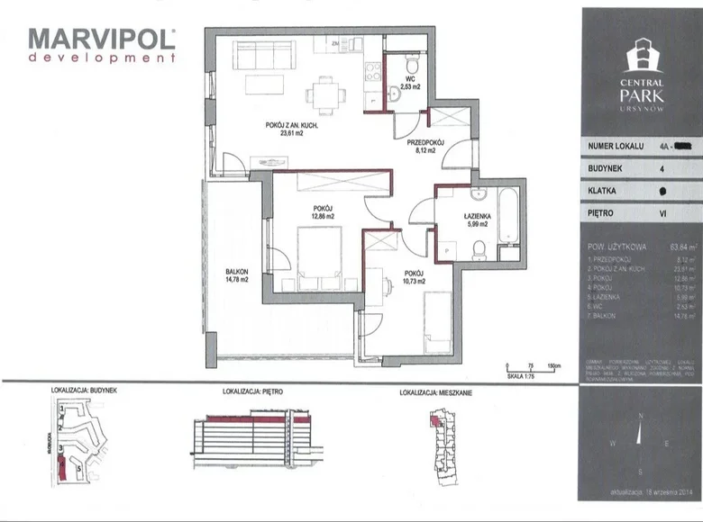 Mieszkanie 3 pokoi 64 m² Warszawa, Polska