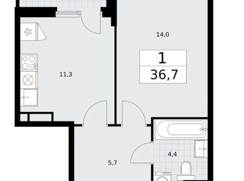 Appartement 1 chambre 37 m² Vnukovo, Russie