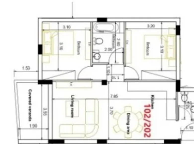 2 bedroom apartment 83 m² Oroklini, Cyprus