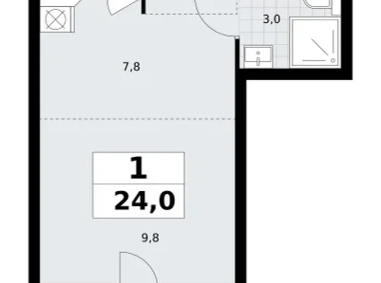 Appartement 1 chambre 24 m² Postnikovo, Fédération de Russie