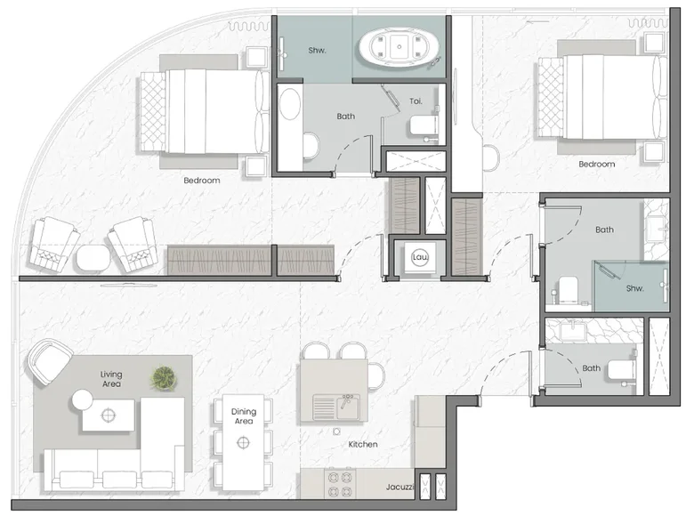 2 room apartment 226 m² Dubai, UAE