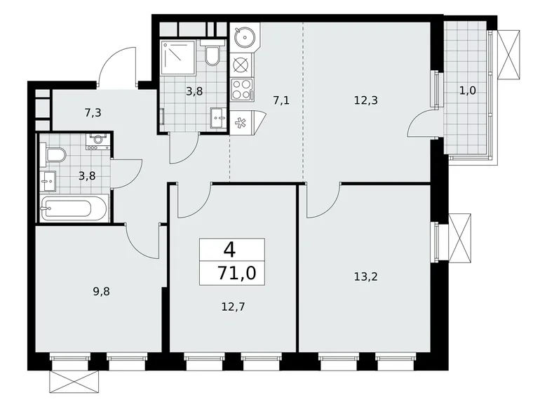 Appartement 4 chambres 71 m² Moscou, Fédération de Russie