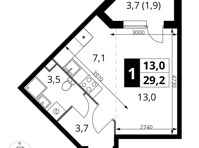 Kawalerka 1 pokój 29 m² Chimki, Rosja