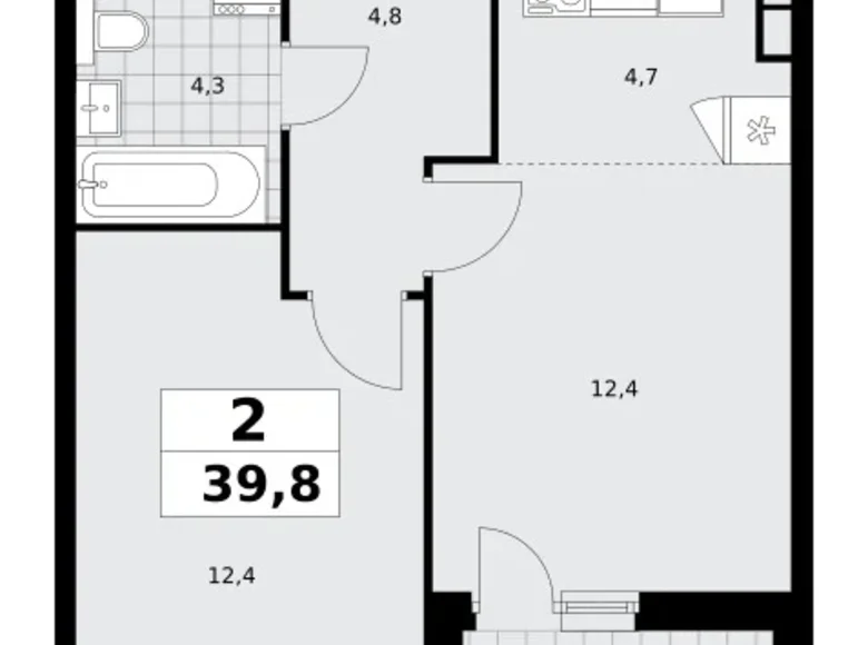 Mieszkanie 2 pokoi 40 m² poselenie Sosenskoe, Rosja