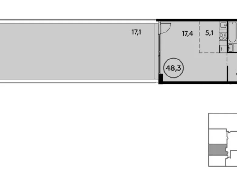 Mieszkanie 1 pokój 49 m² poselenie Sosenskoe, Rosja