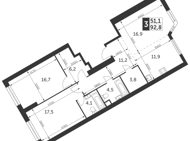 Apartamento 2 habitaciones 70 m² Konkovo District, Rusia