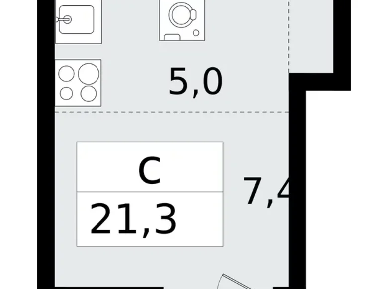 Appartement 1 chambre 21 m² Vsevolozhsk, Fédération de Russie