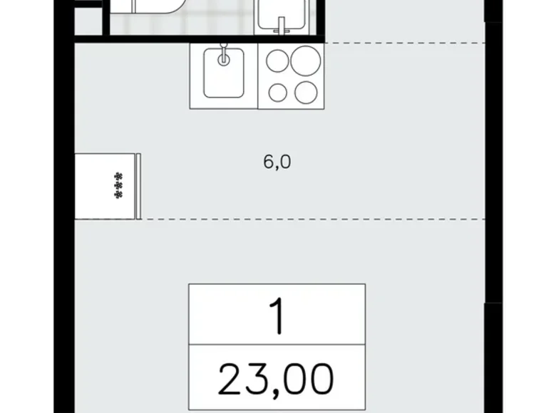 Mieszkanie 1 pokój 23 m² Moskwa, Rosja