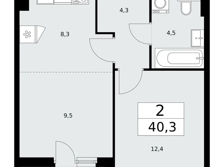 Appartement 2 chambres 40 m² poselenie Sosenskoe, Fédération de Russie